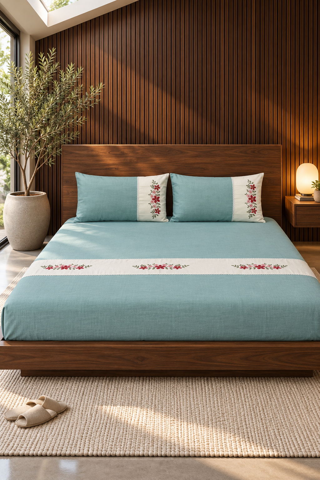 Bedsheets - King premium machine embroidery bedsheets lace bedsheets