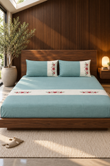 Bedsheets - King premium machine embroidery bedsheets lace bedsheets