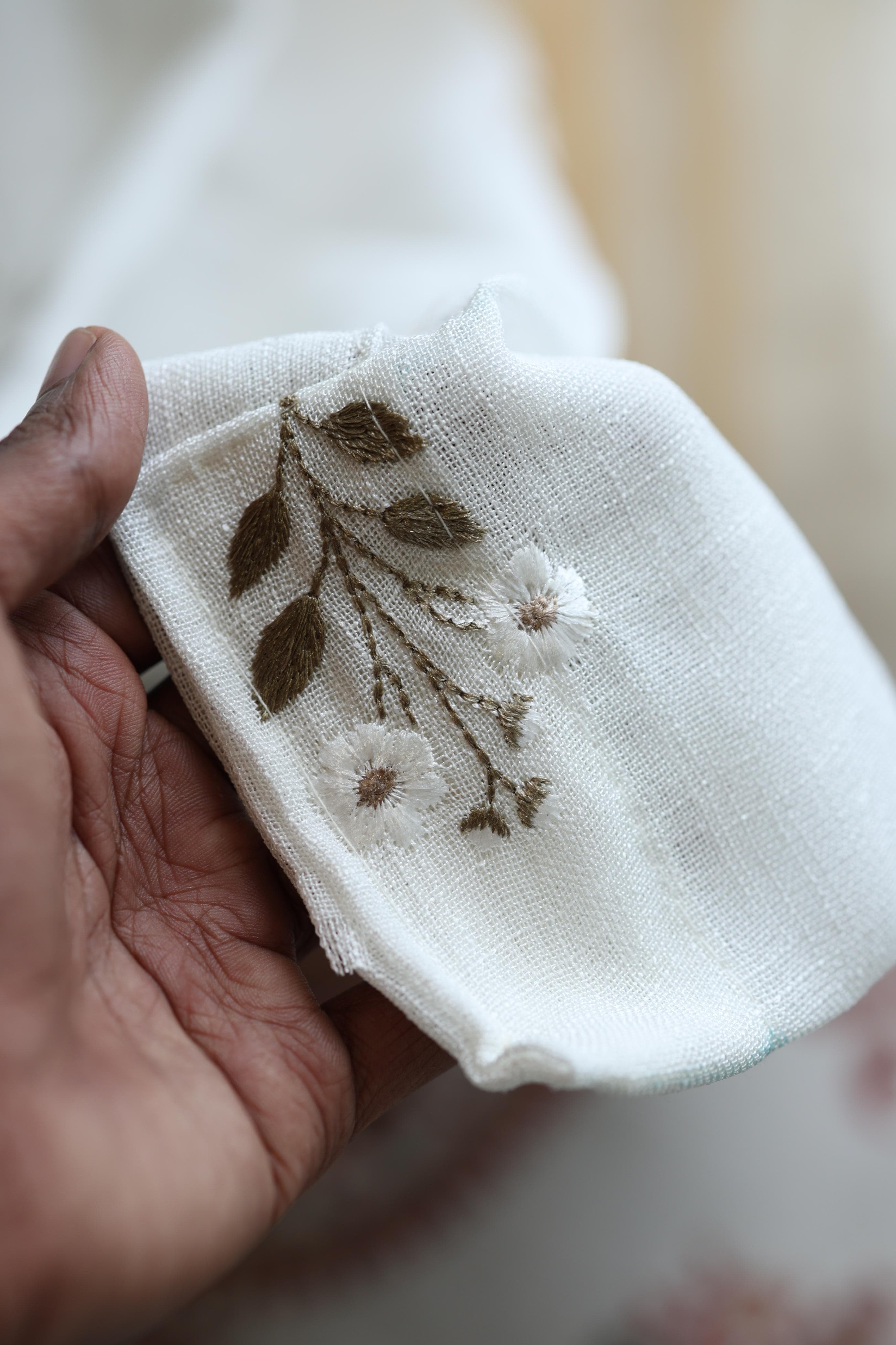 Ivory Floral embroidery sheer Curtain