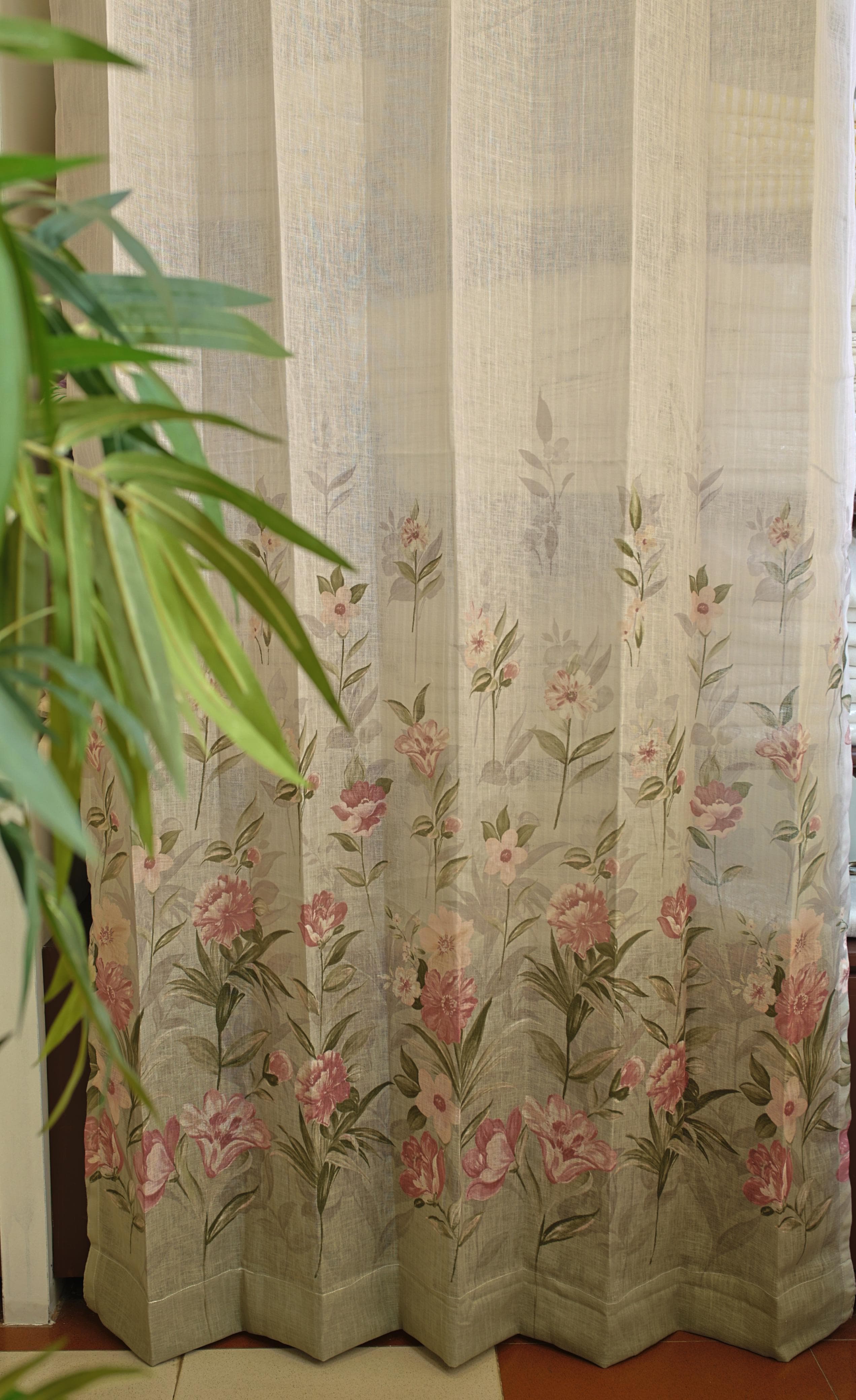 Curtains:English floral printed curtains(sheer and opaque)