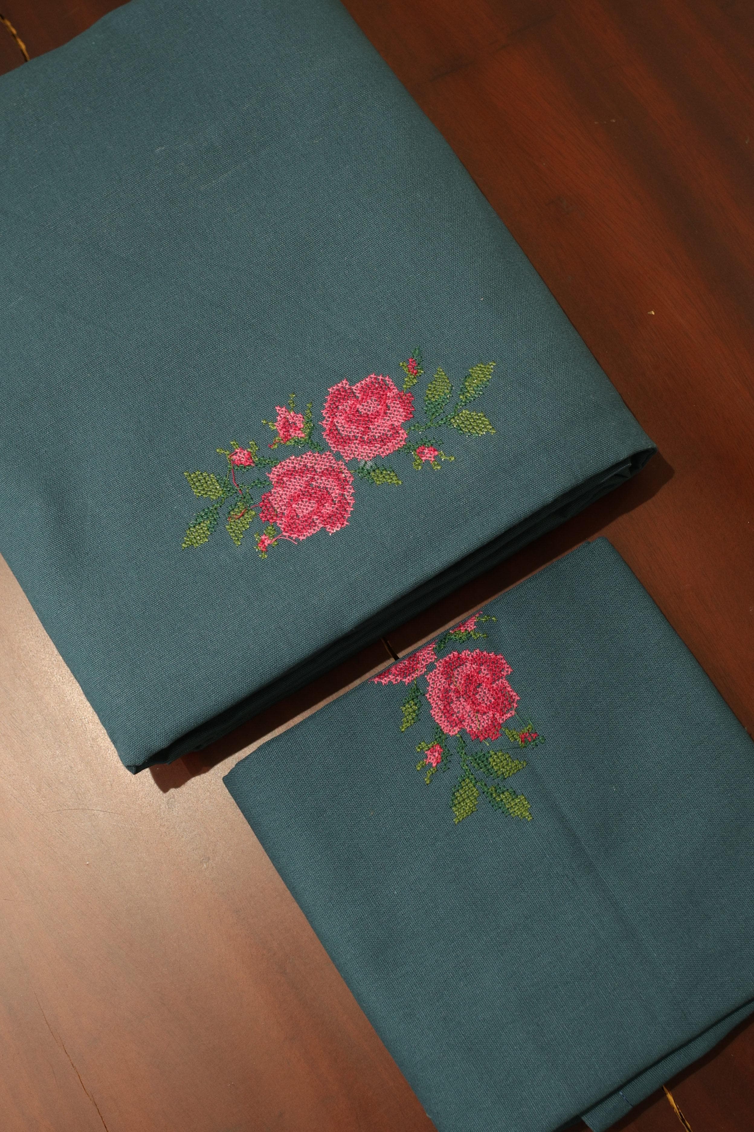 Bedsheets - Single Cross stitch embroidery bedsheets