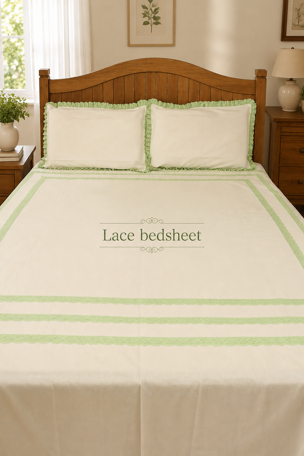 Bedsheets - King Premium Lace bedsheets | Green
