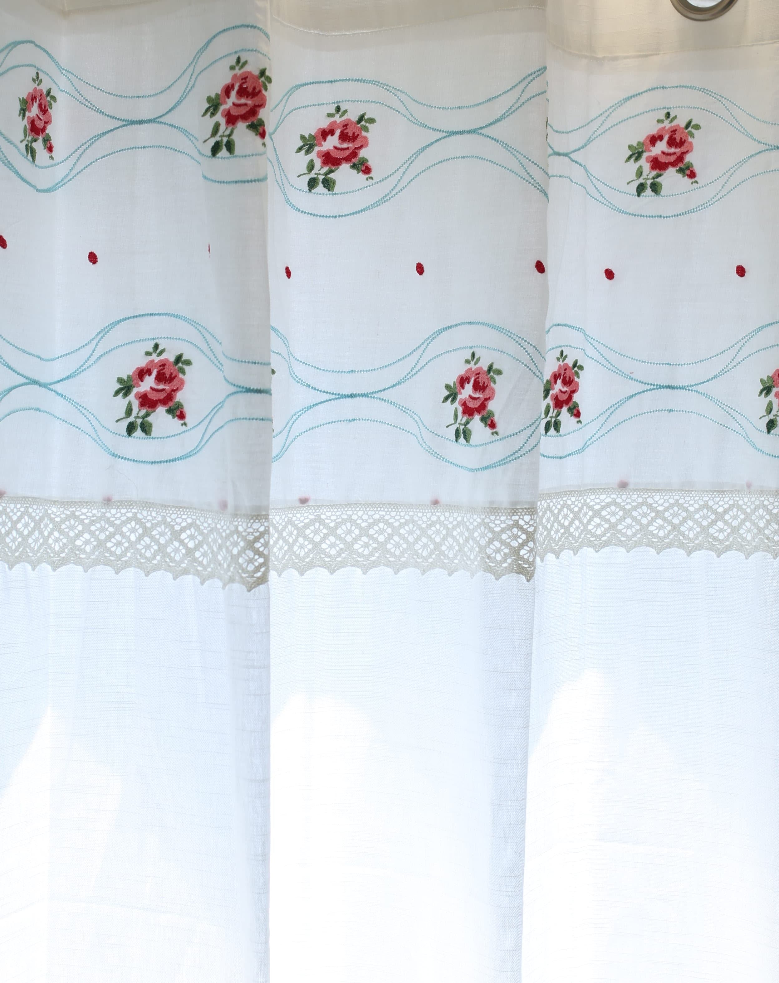 Curtains - cross stitch embroidery semi Transparent curtains