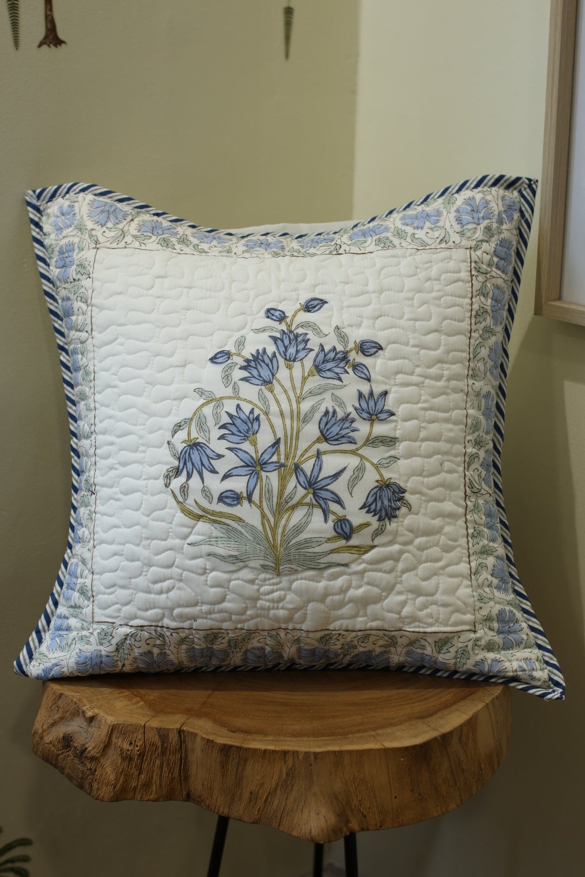 Cushion covers - quilted Handblock print