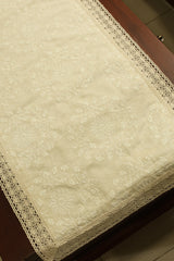 Embroidered Floral 8 seater Table Runner with Lace Border