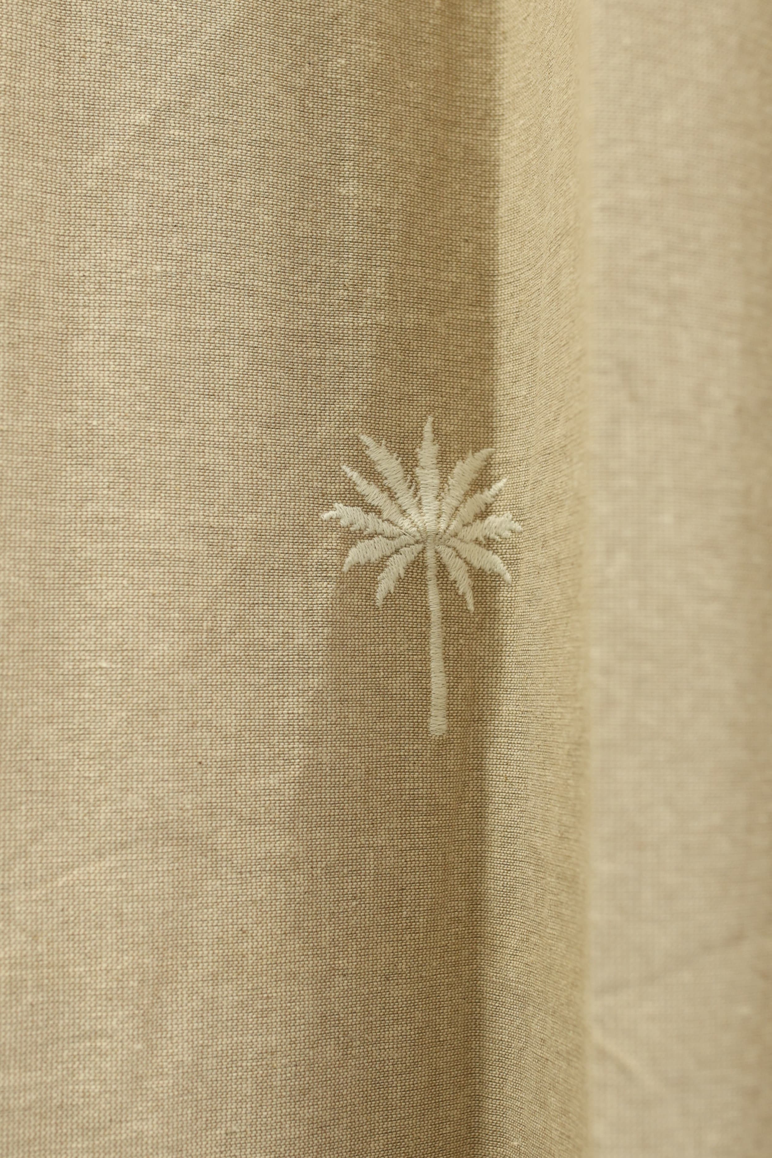 Curtains - jute beige opaque embroidery curtains