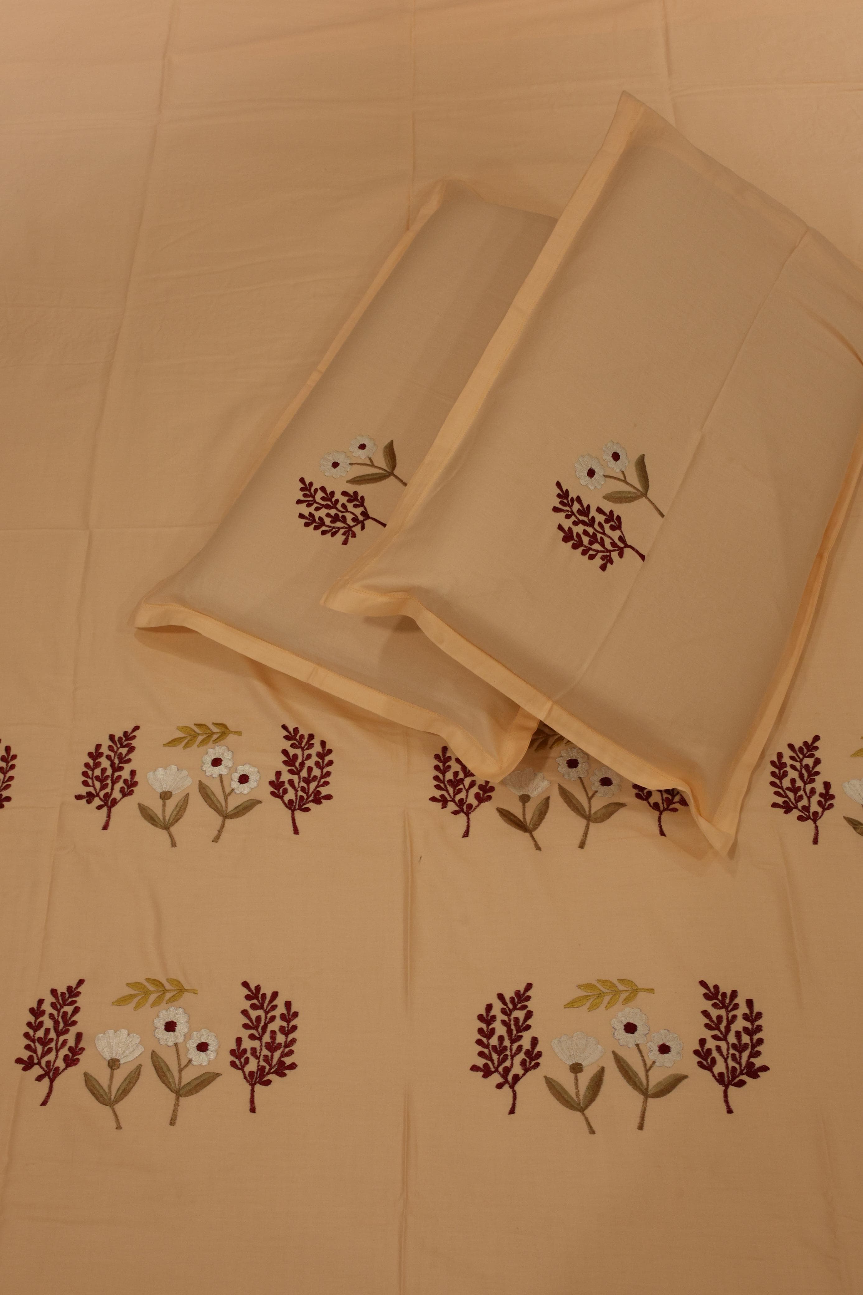King Size Premium Machine Embroidery Bedsheet Set with 2 Pillow Covers (108x108")