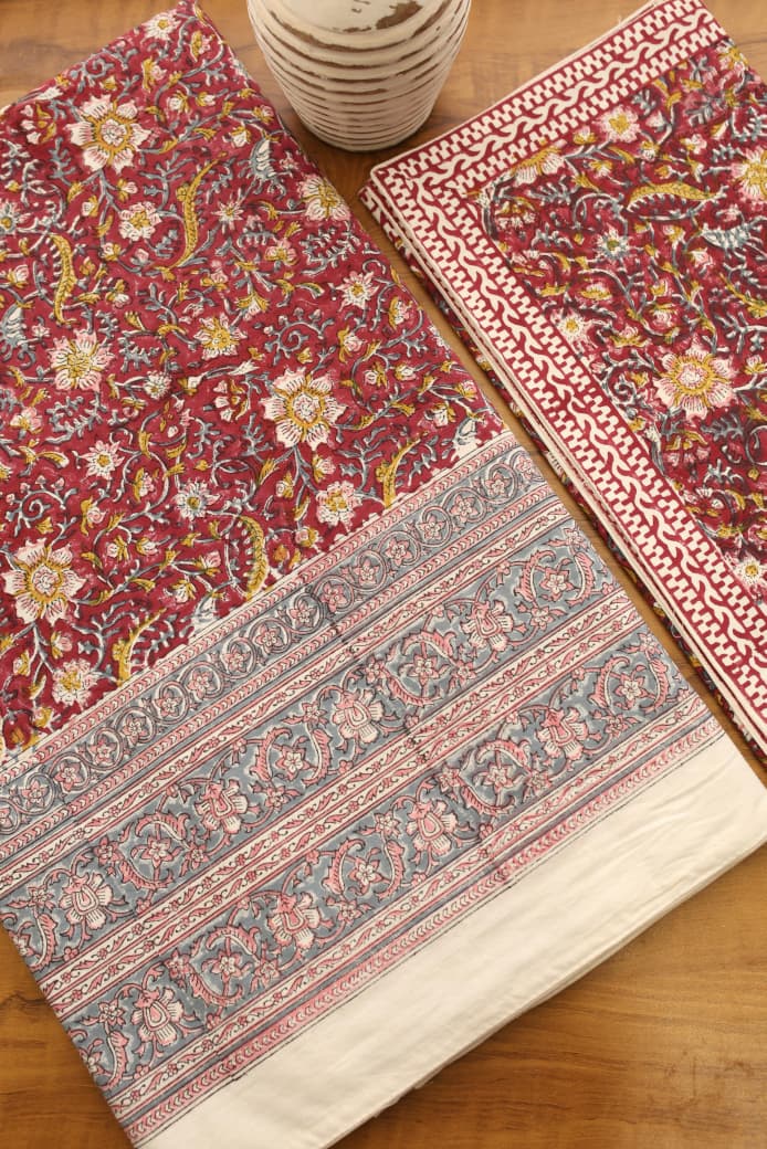 Bedsheets - Queen Mugal premium handblock cotton bedsheets