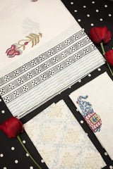 Bedsheets -  King handblock white lily bedsheets
