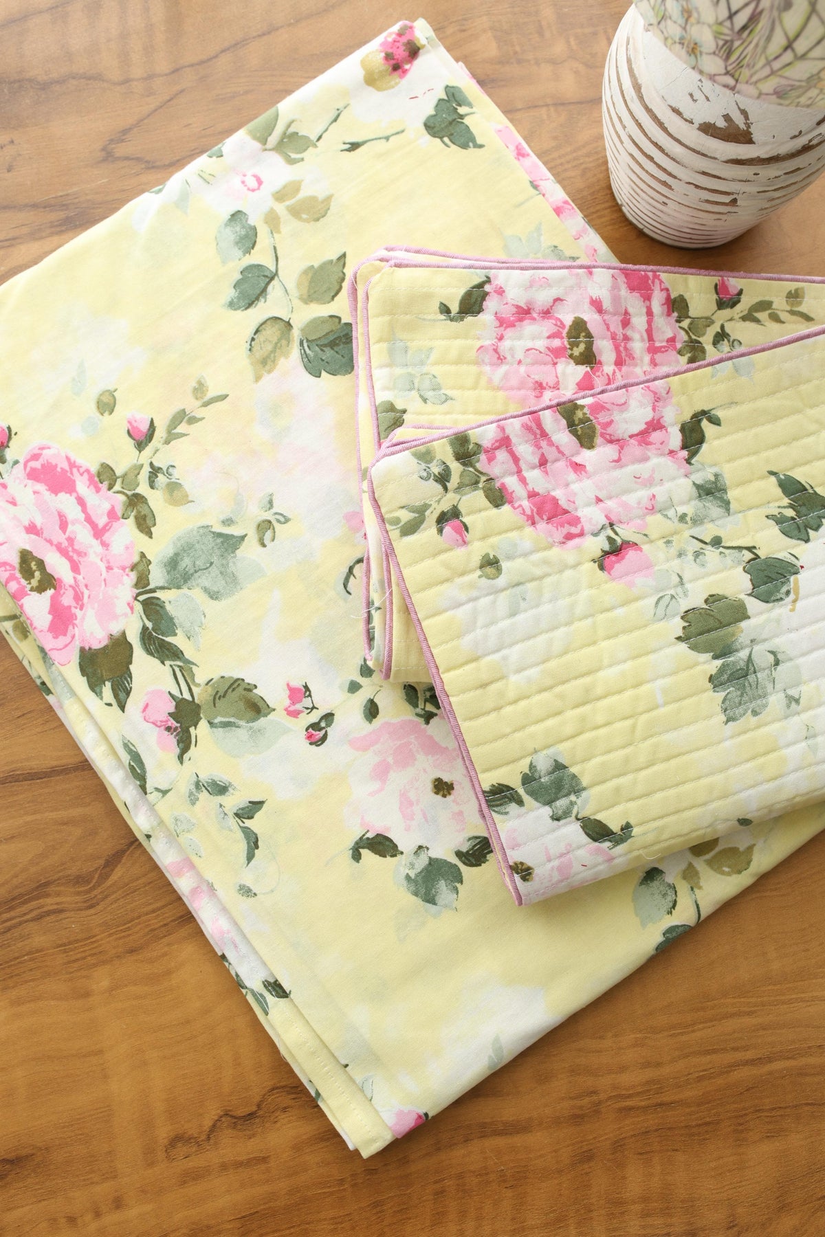 Bedsheets - King anokhi Quilted pillow cover bedsheets pastel exc