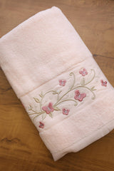 Premium Floral Embroidery  Bath Towel – Pastel
