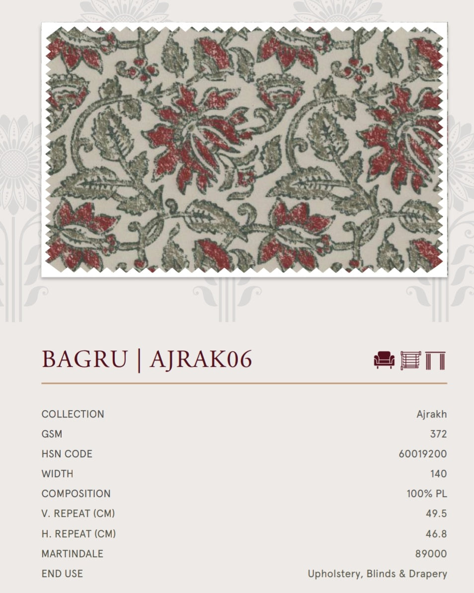 Upholstery fabrics -Ajrakh(Bagru)