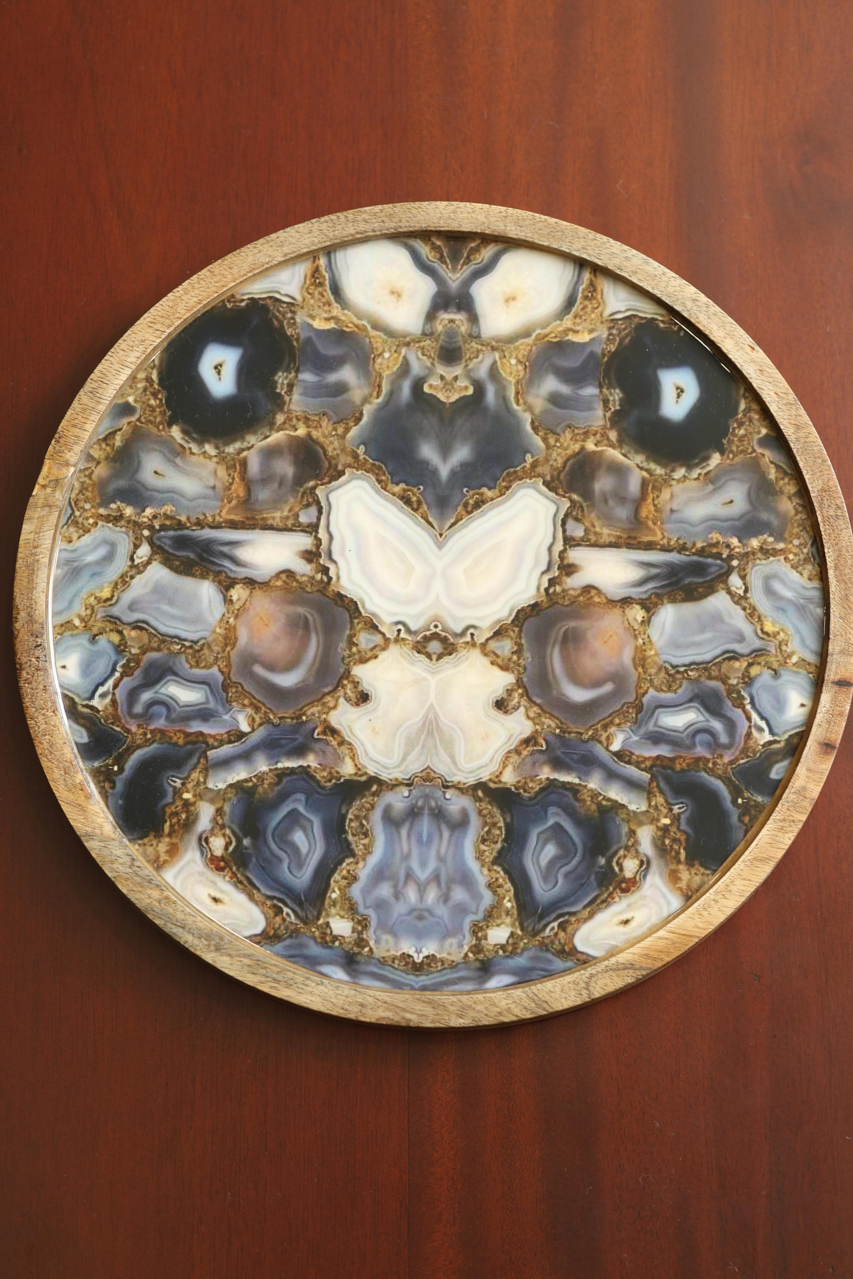 Round Platter Tray Enamel Coated Serving Tray