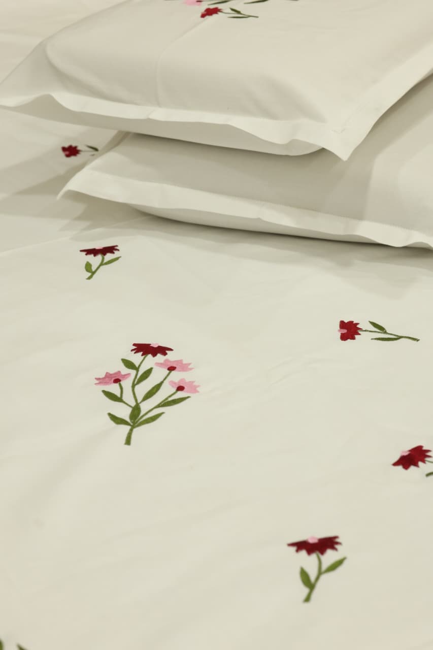 King Size Premium Machine Embroidery Bedsheet Set with 2 Pillow Covers (108x108")