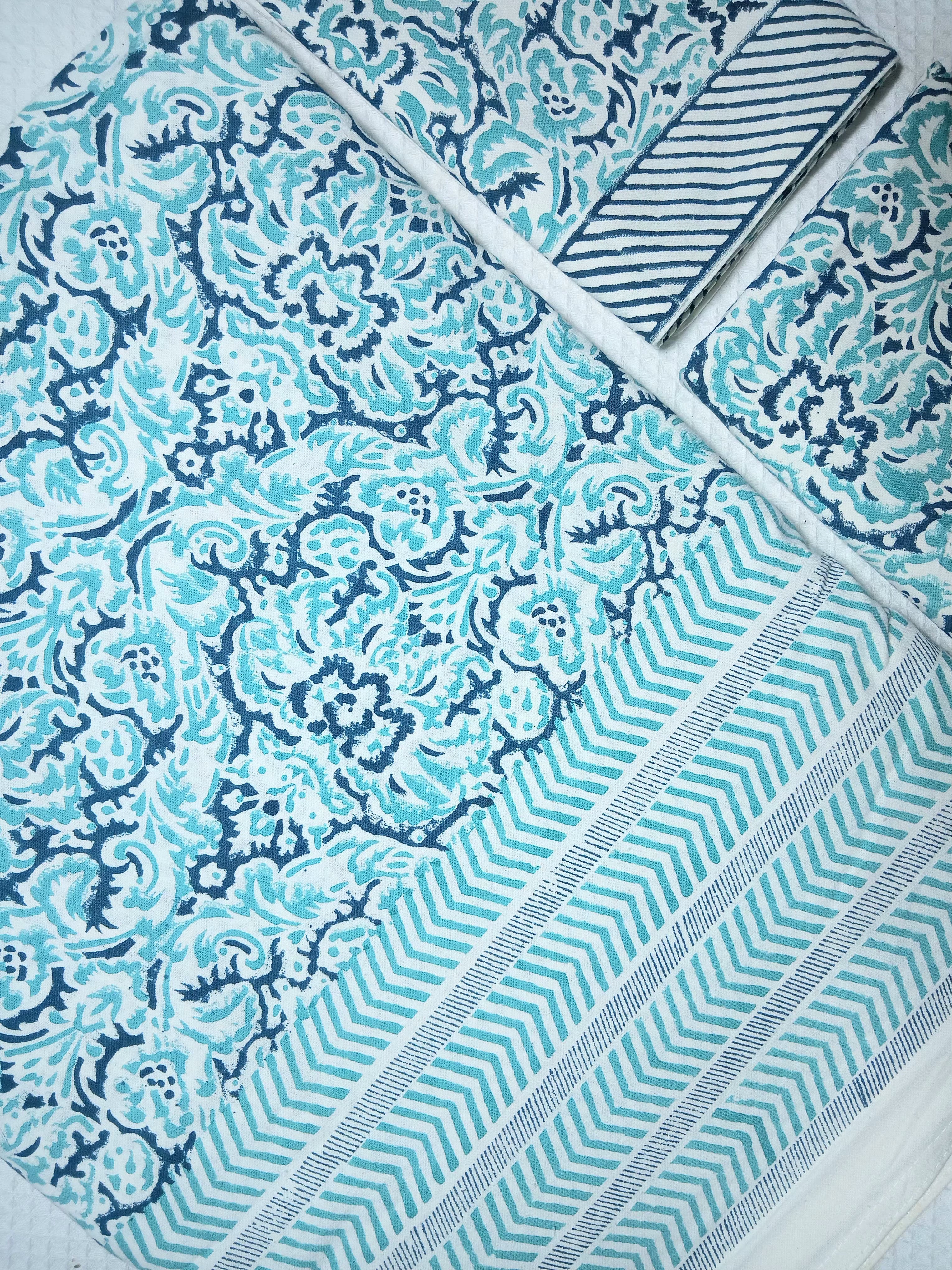 Bedsheets - Super king Mugal premium handblock cotton bedsheets