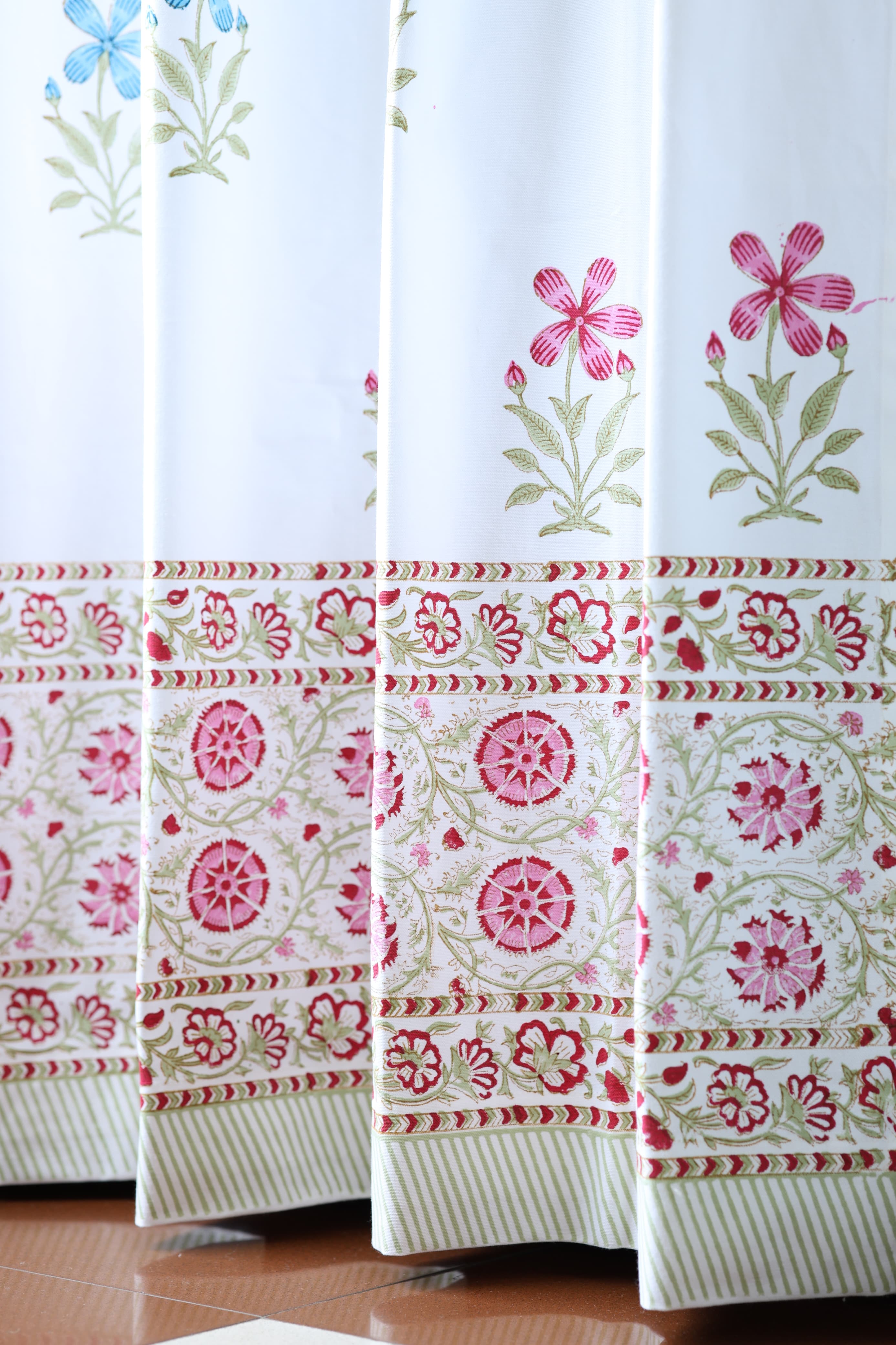 Curtains - Handblock printed curtains white base