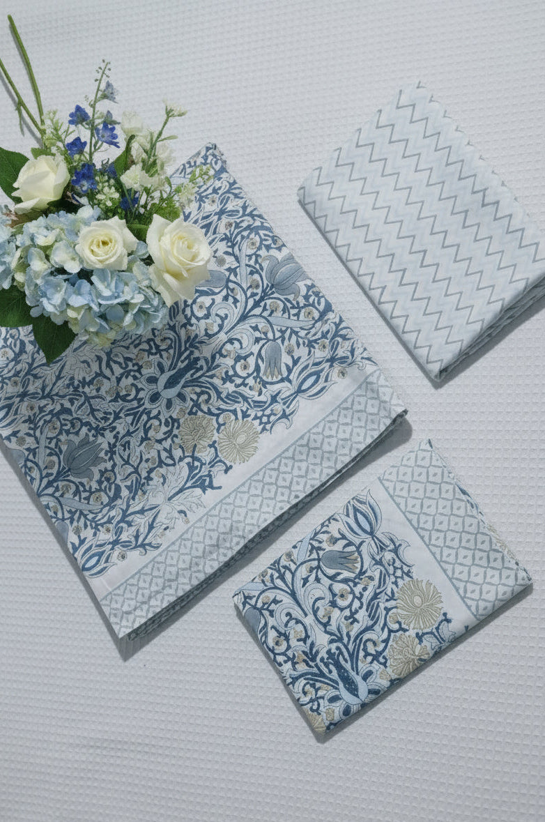 Bedsheets-King Premium Handblock printed bedsheets Whitelily