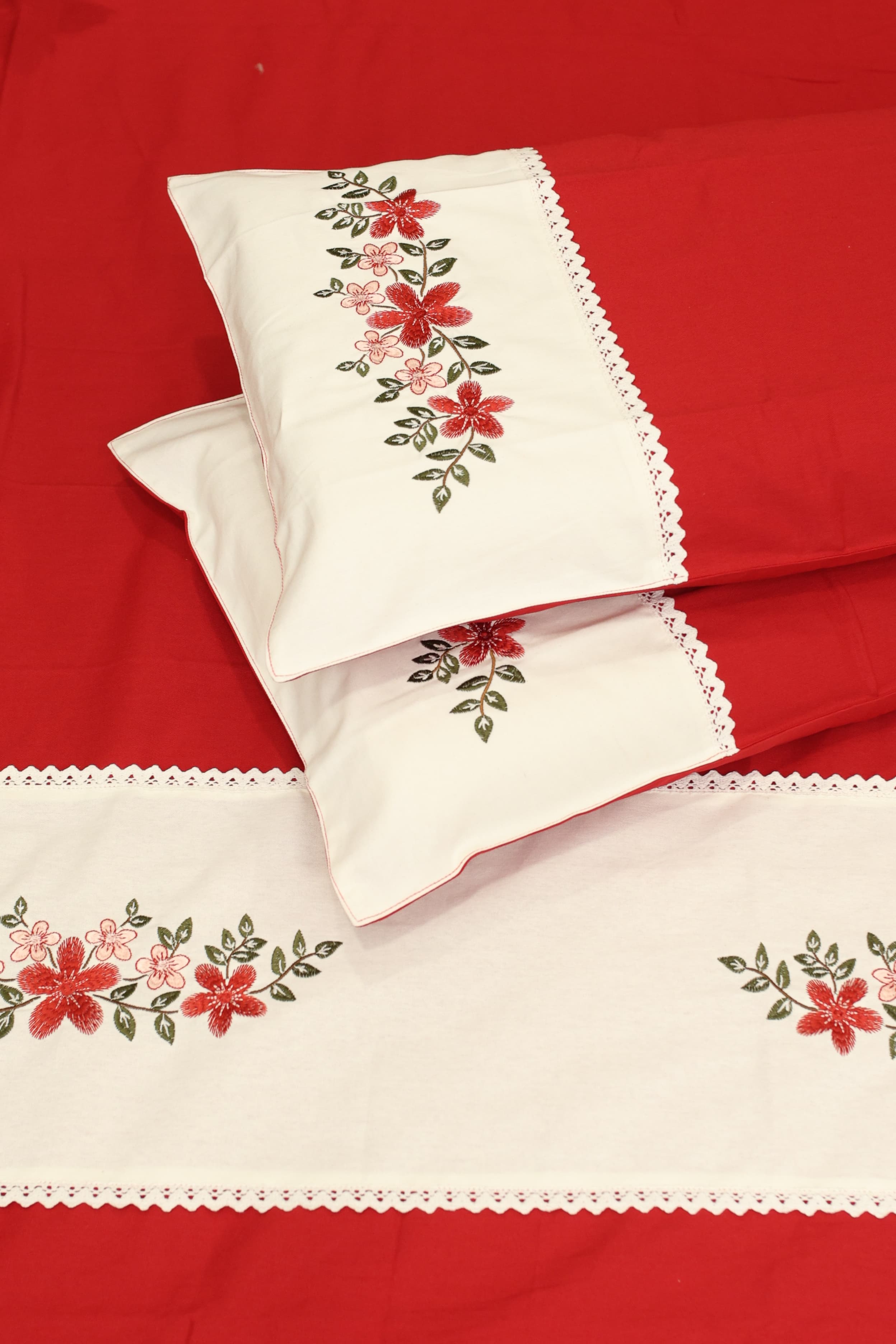 Queen Size Premium machine embroidery Christmas Theme Bedsheet Set - Xmas Edition