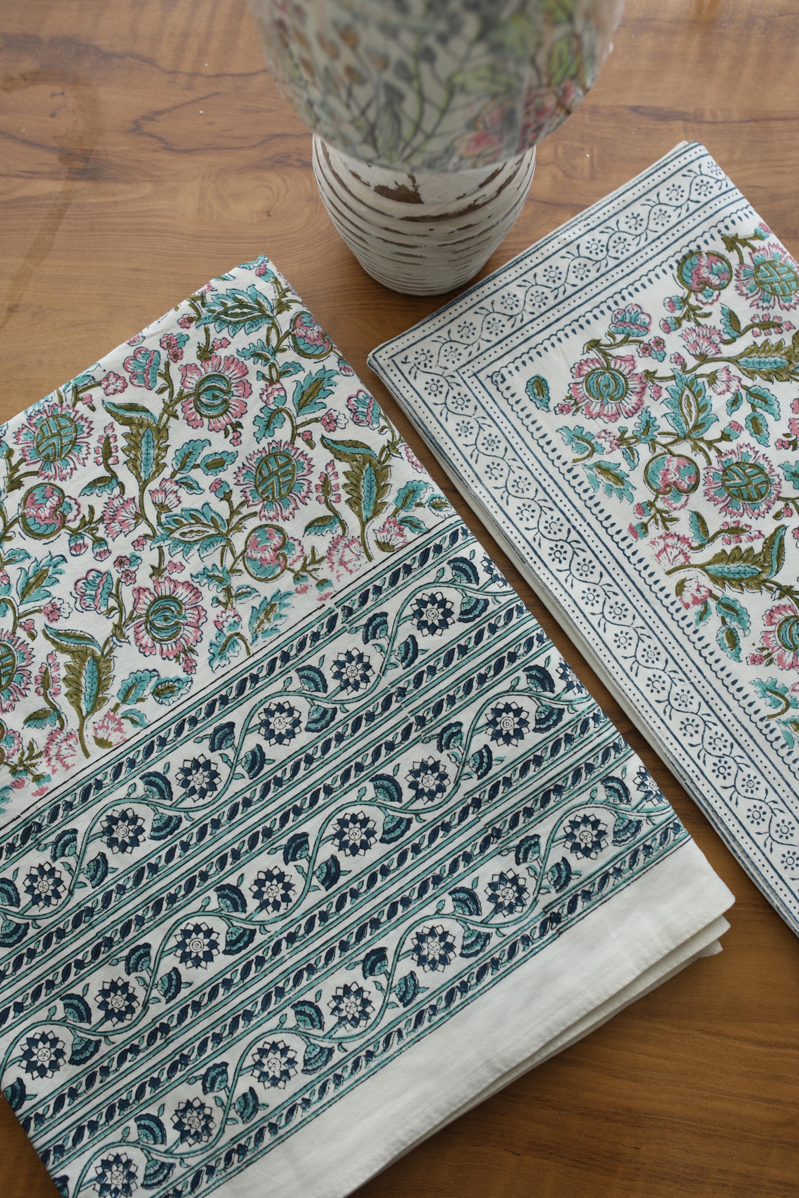 Mugal Bedsheets - King premium handblock print cotton bedsheets