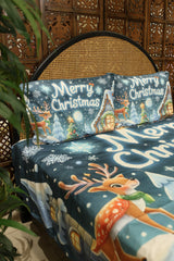Christmas 7D Panel Print King Size Bedsheet Set - Xmas edition