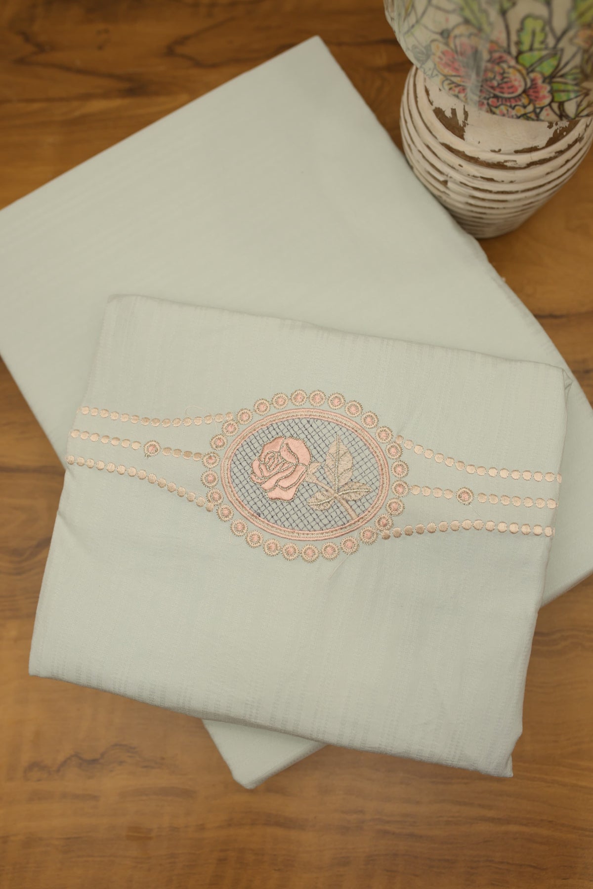 Bedsheets - Queen Premium Embroidery Bedsheet – Blush Rose Solid