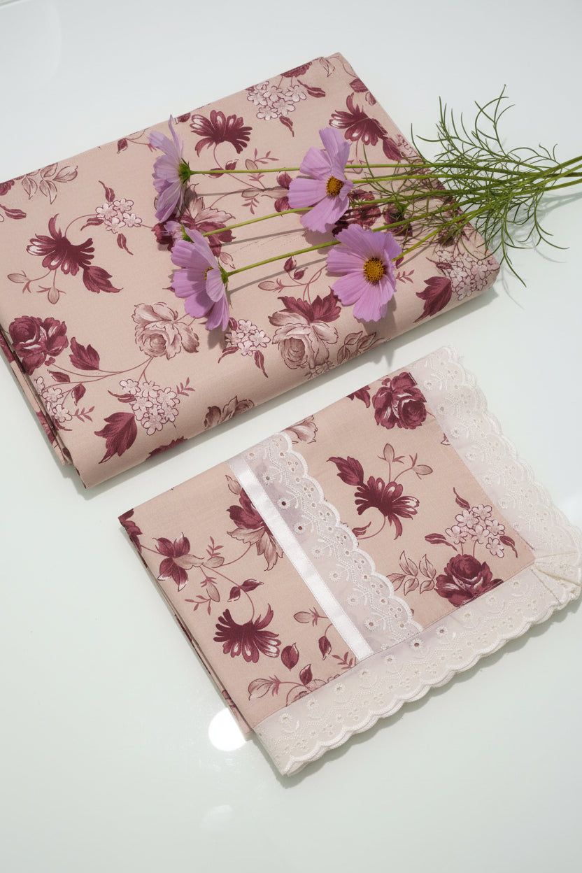 Bedsheets - Queen soft cotton lace bedsheets flora & lace