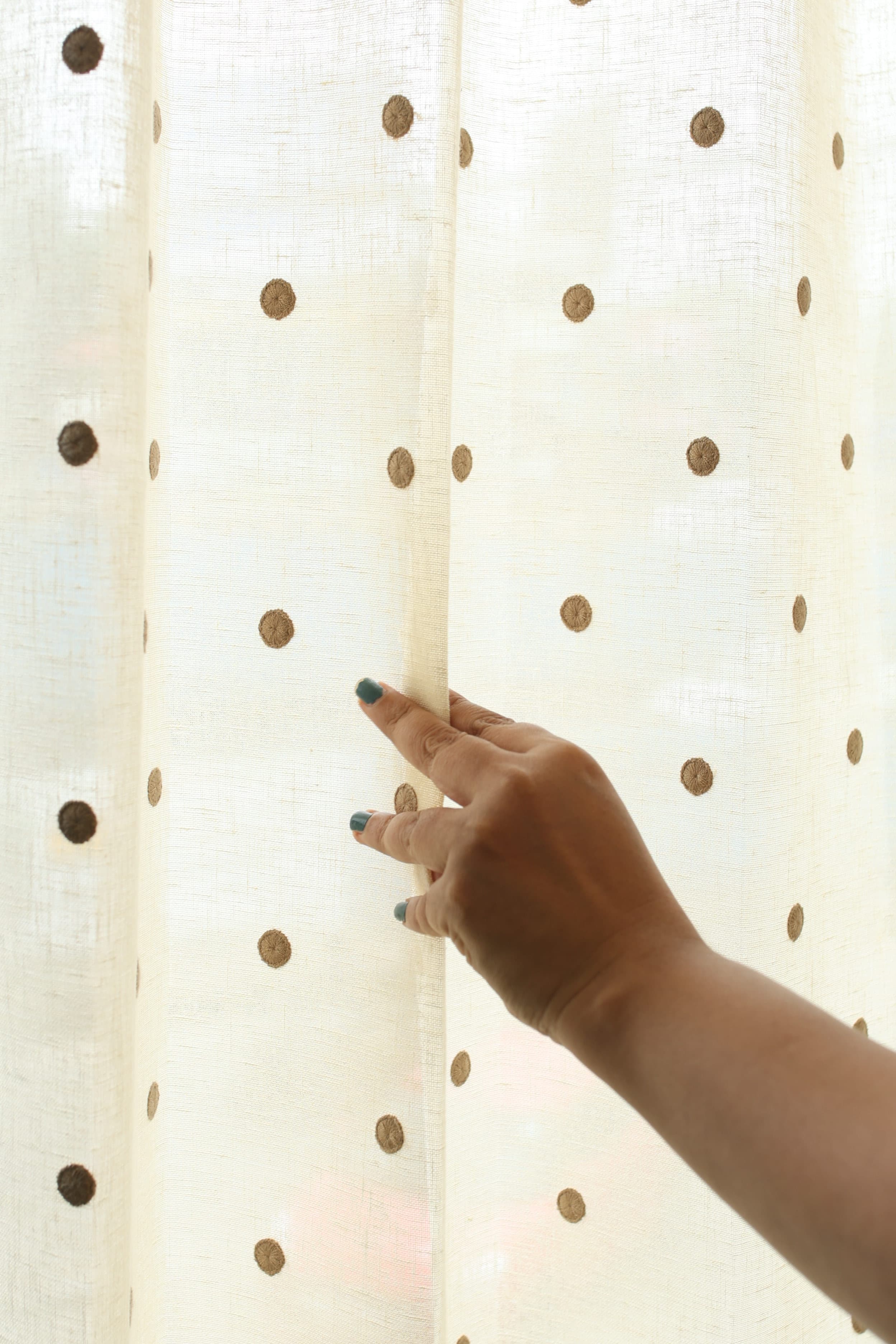 Mocha Dot Premium Embroidery Sheer Curtains (Prebooking )