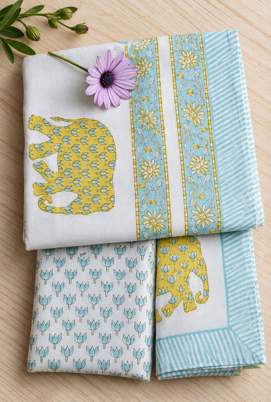 Bedsheets - King Percale cotton handblock print bedsheets