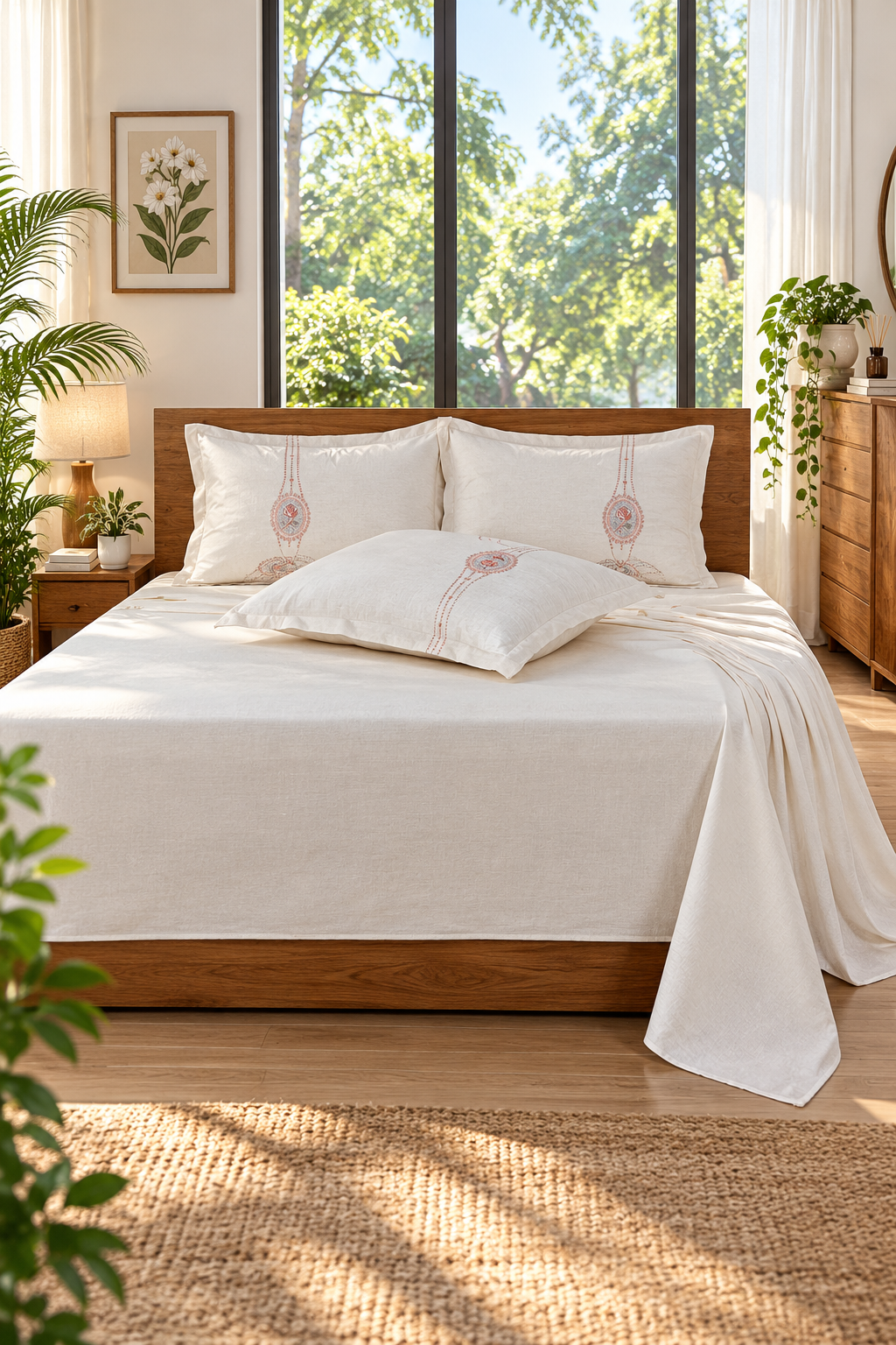 Bedsheets - Queen Premium Embroidery Bedsheet – Blush Rose Solid
