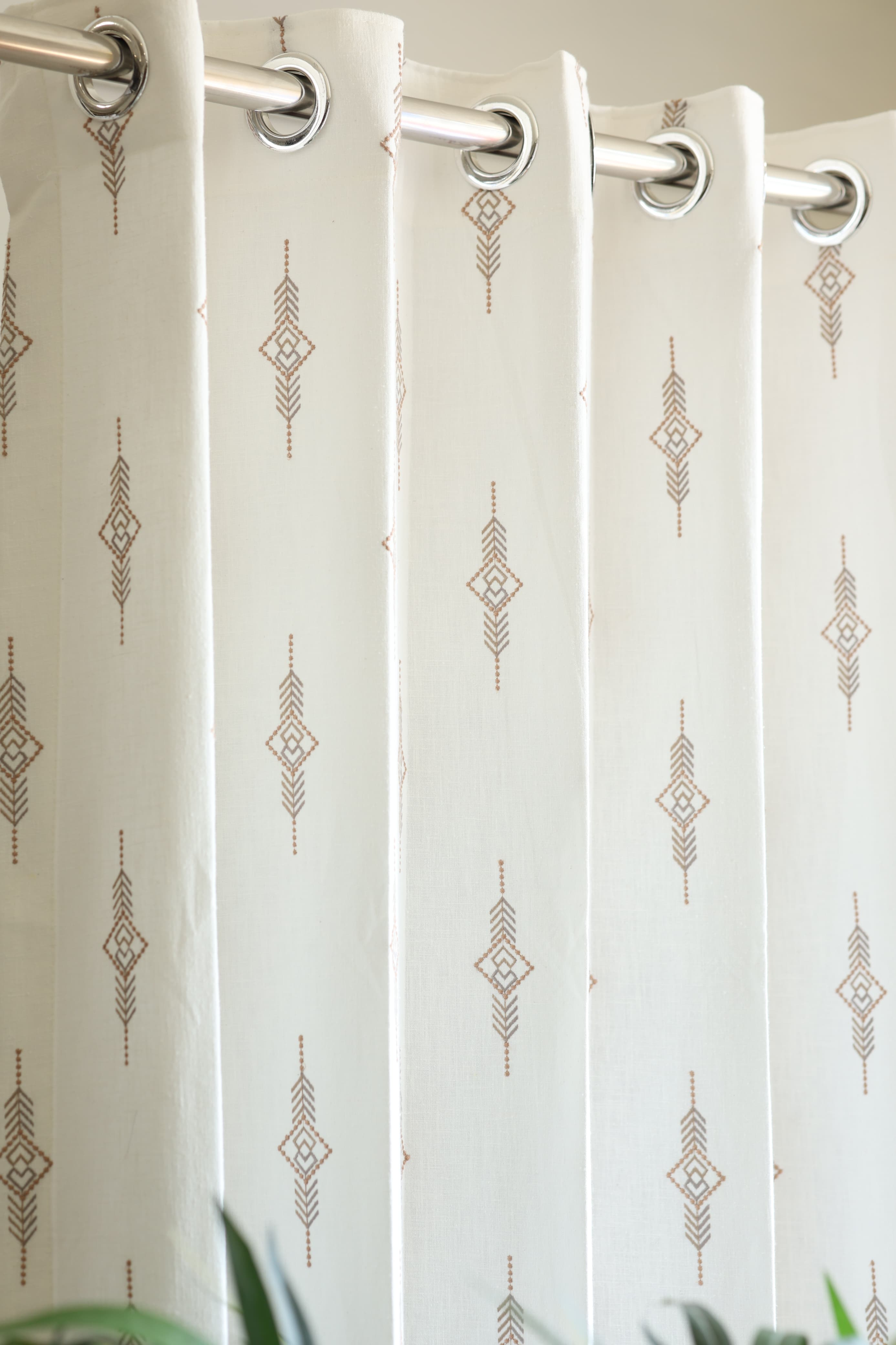 Premium Embroidery Opaque Curtain – Geometric Diamond Pattern   Prebooking