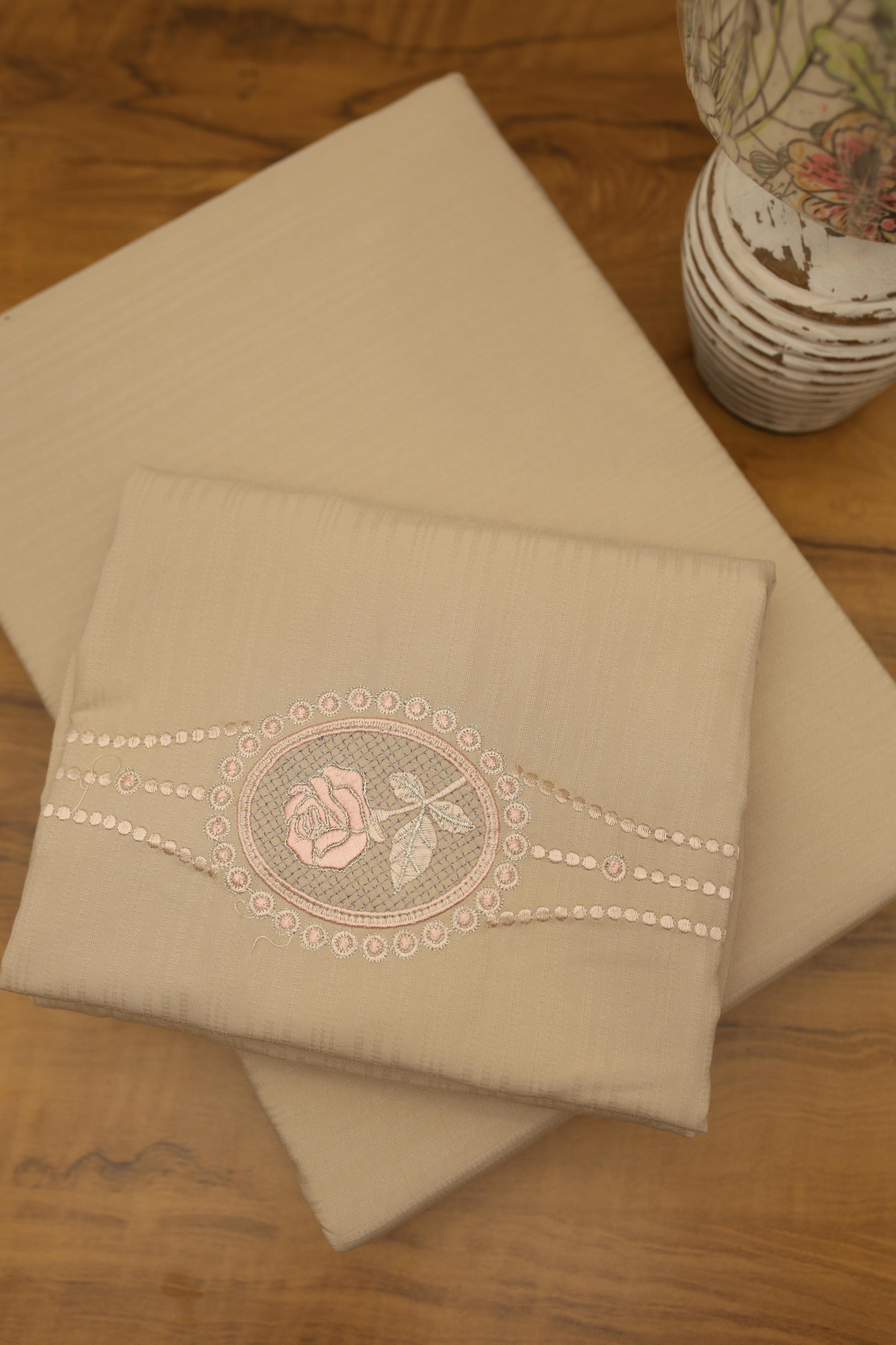 Bedsheets - Queen Premium Embroidery Bedsheet – Blush Rose Solid