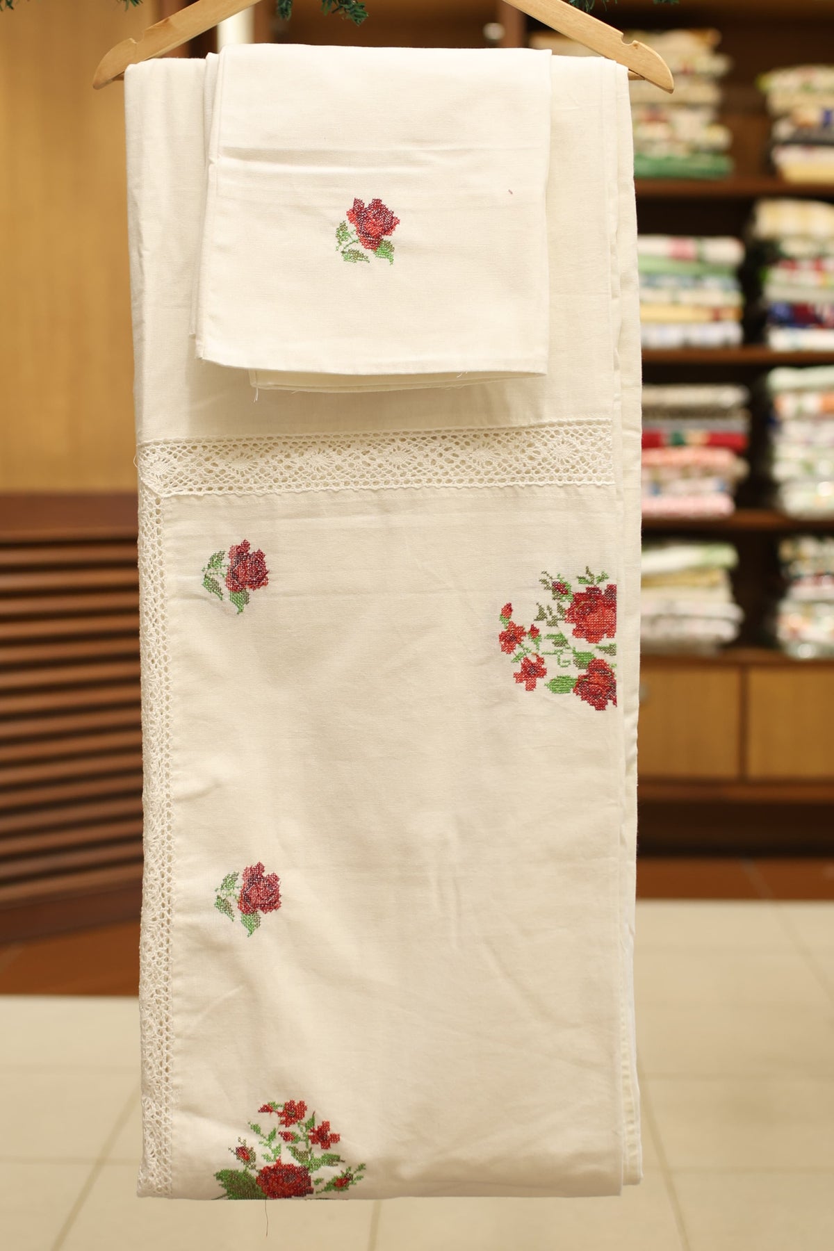 Bedsheets- Queen  premium cross stitch embroidery bedsheets