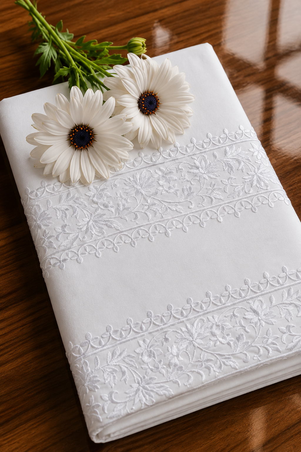Bedsheets - King Premium machine embroidery bedsheets Sansaar : The White Collection