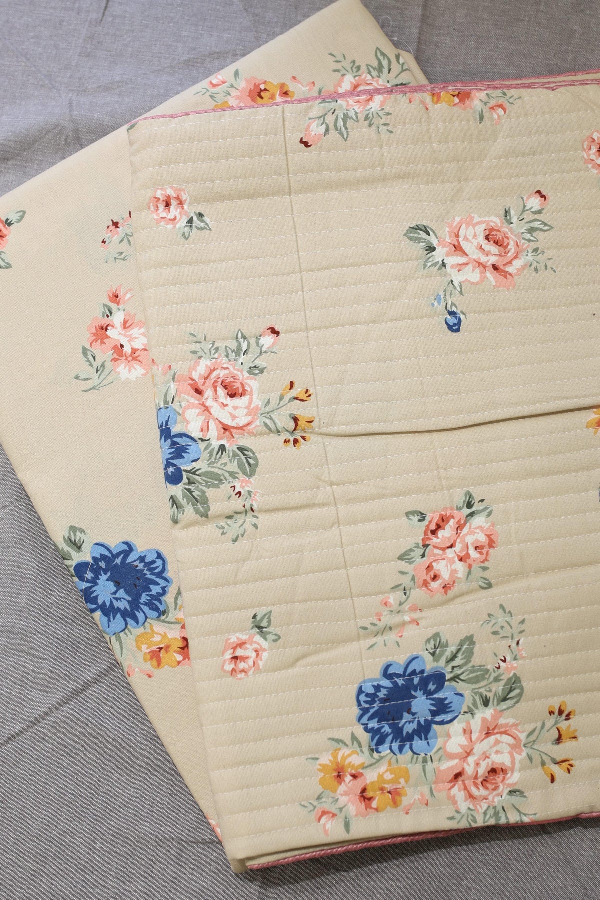 Bedsheets - King anokhi Quilted pillow cover bedsheets pastel exc