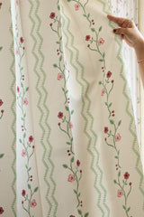 Curtains - English Floral series opaque curtains white colour base