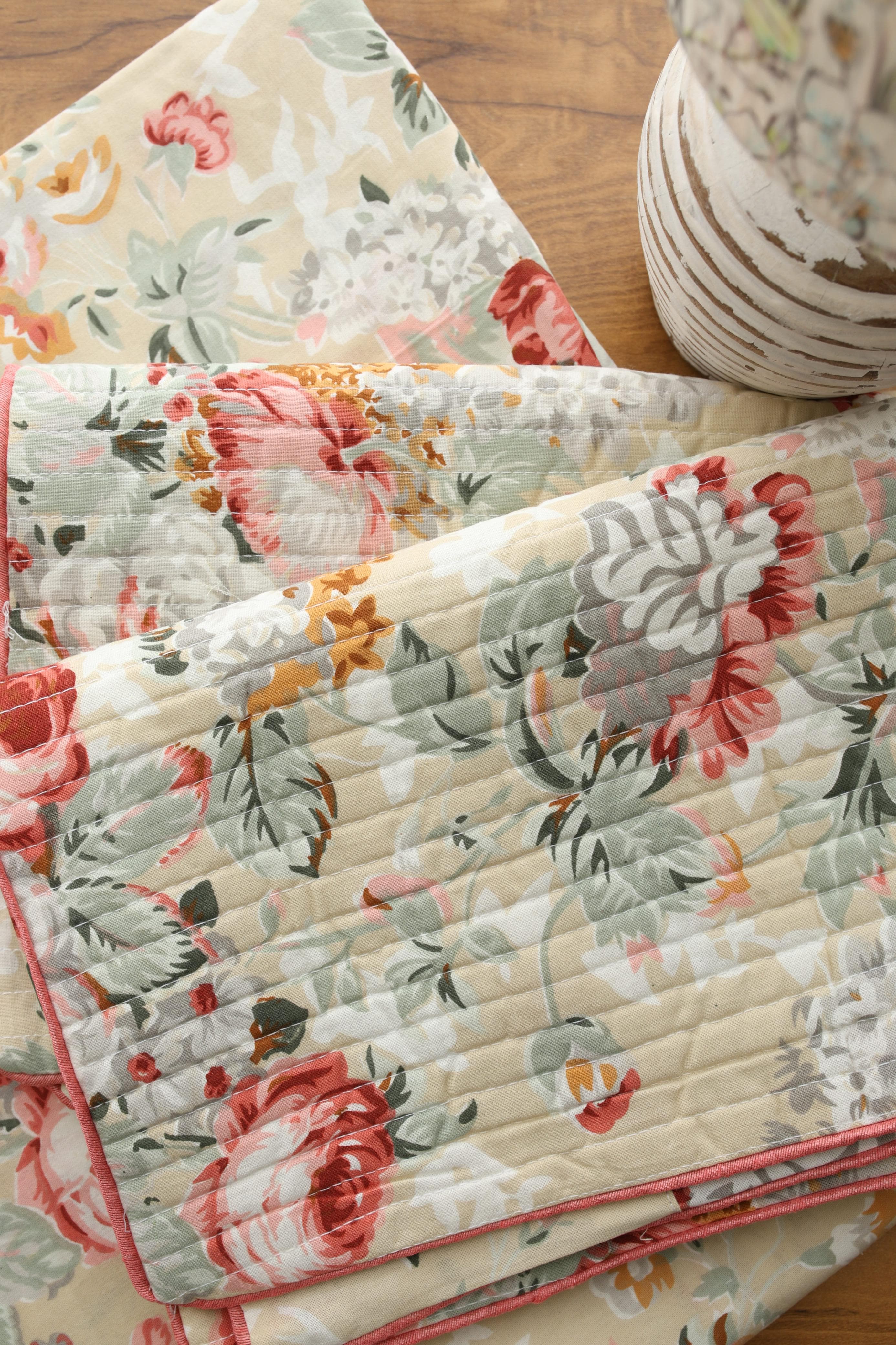 Bedsheets - King anokhi Quilted pillow cover bedsheets pastel exc