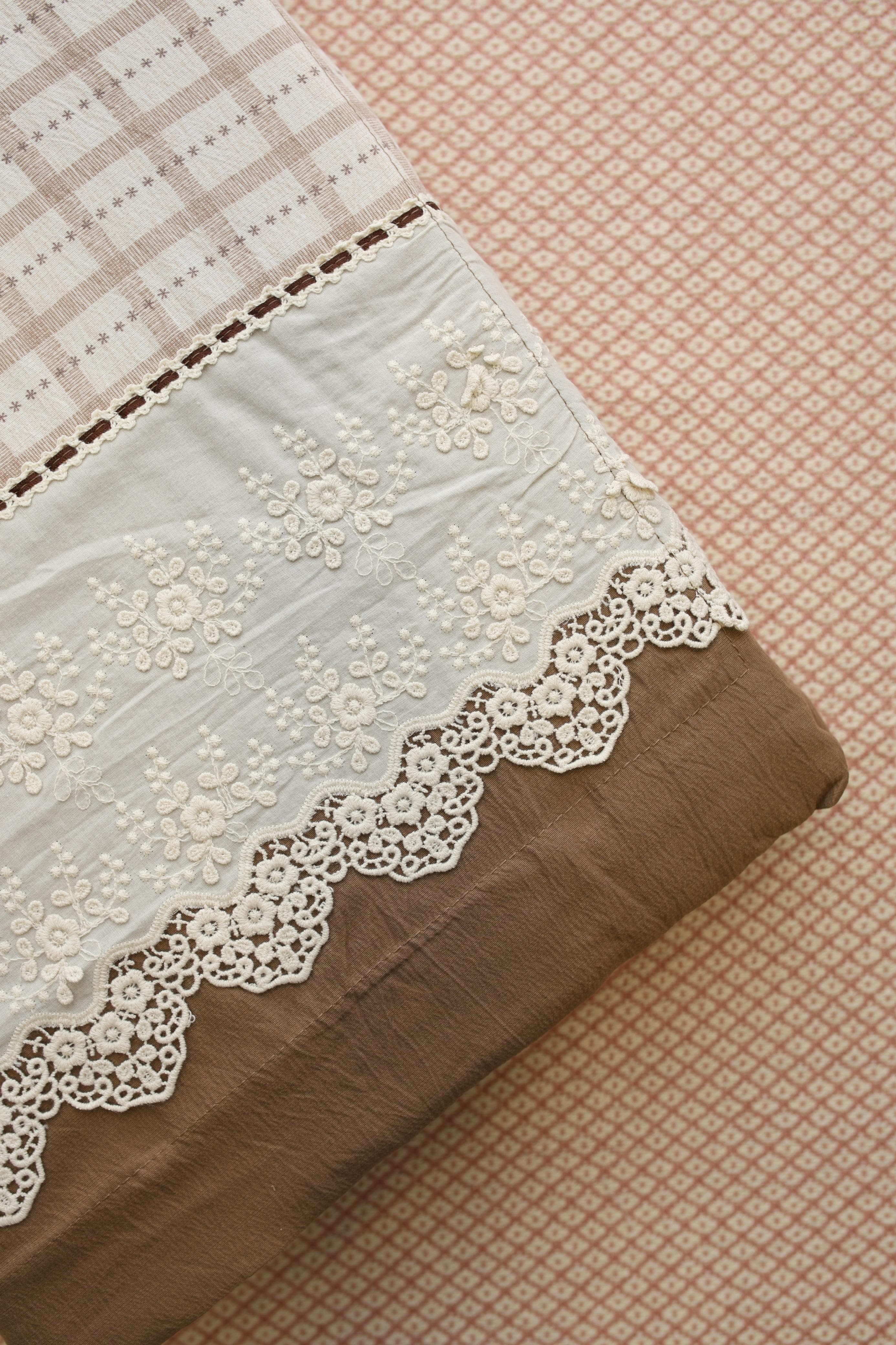 Bedsheets - Premium King soft cotton lace bedsheets majestic