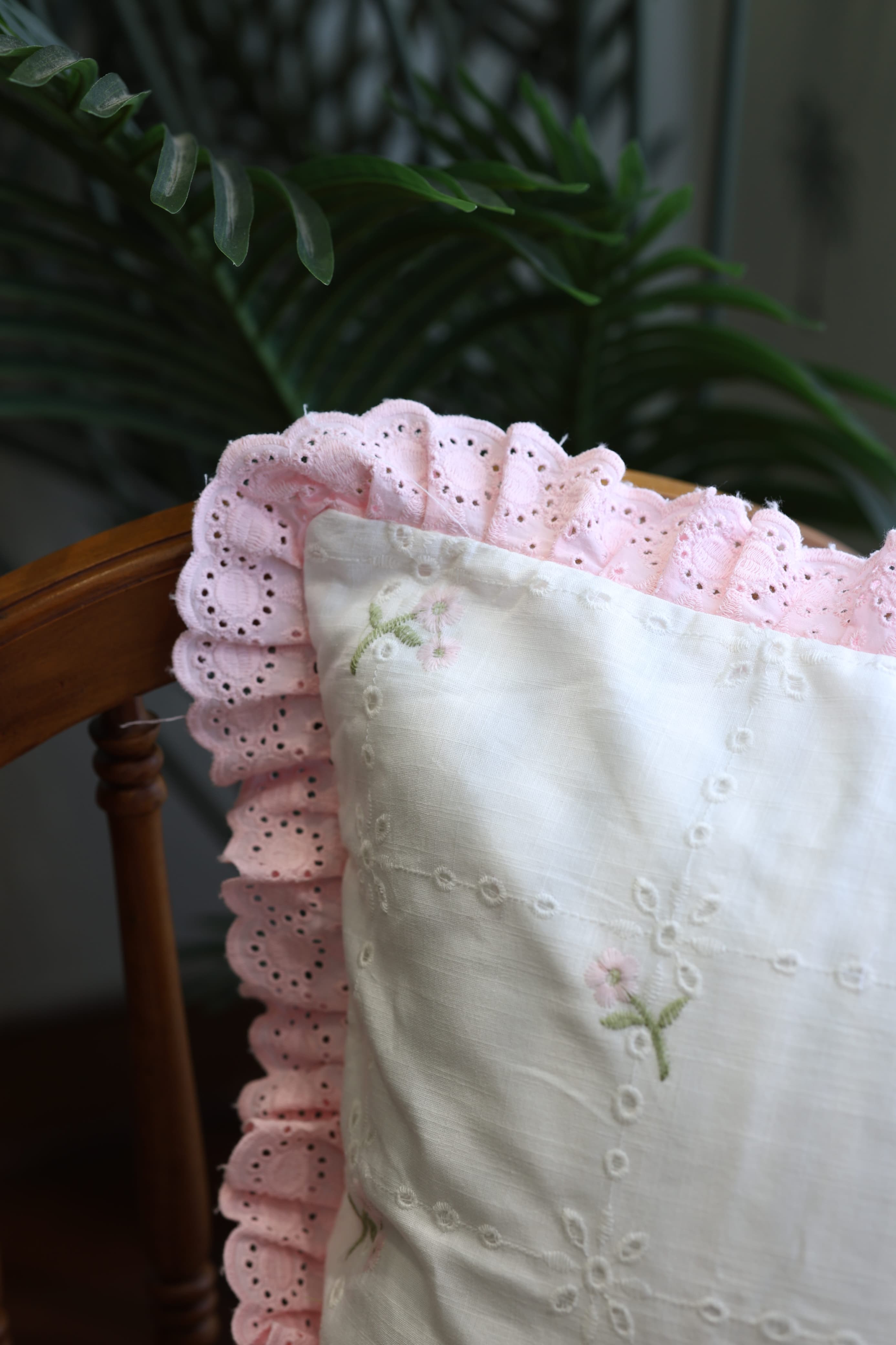 Cushion covers - Embroidery pink meadow petal 12*12 inches
