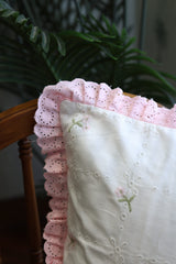 Cushion covers - Embroidery pink meadow petal 12*12 inches