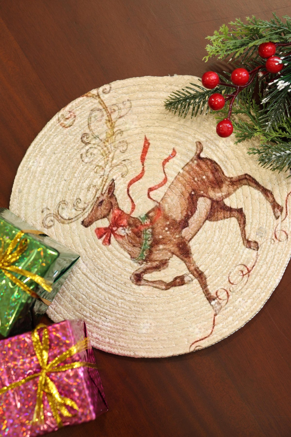 Vintage Reindeer Woven Coaster