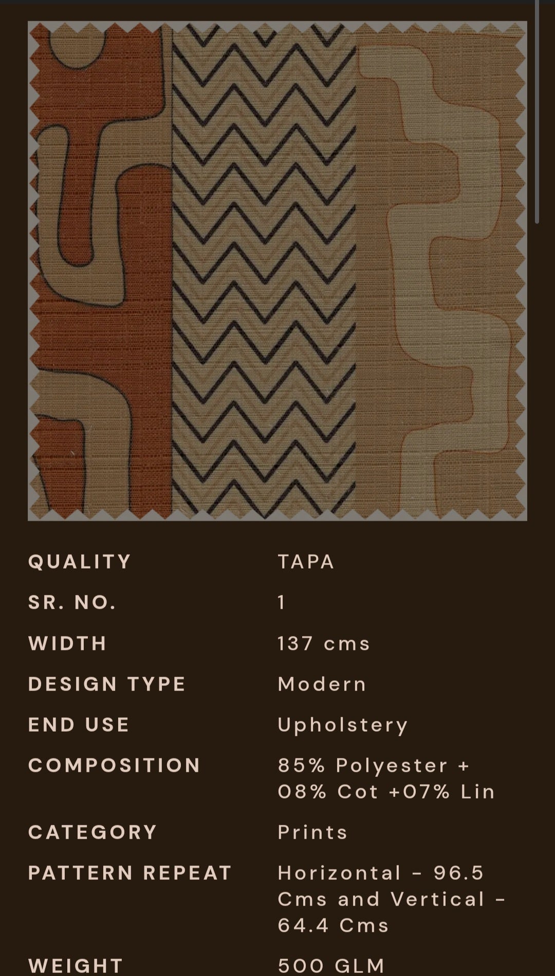 Upholstery fabrics -Tapa