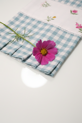 Bedsheets - Queen Premium check floral embroidery  bedsheet