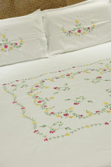 King Size Premium Machine Embroidery Bedsheet Set with 2 Pillow Covers (108x108")