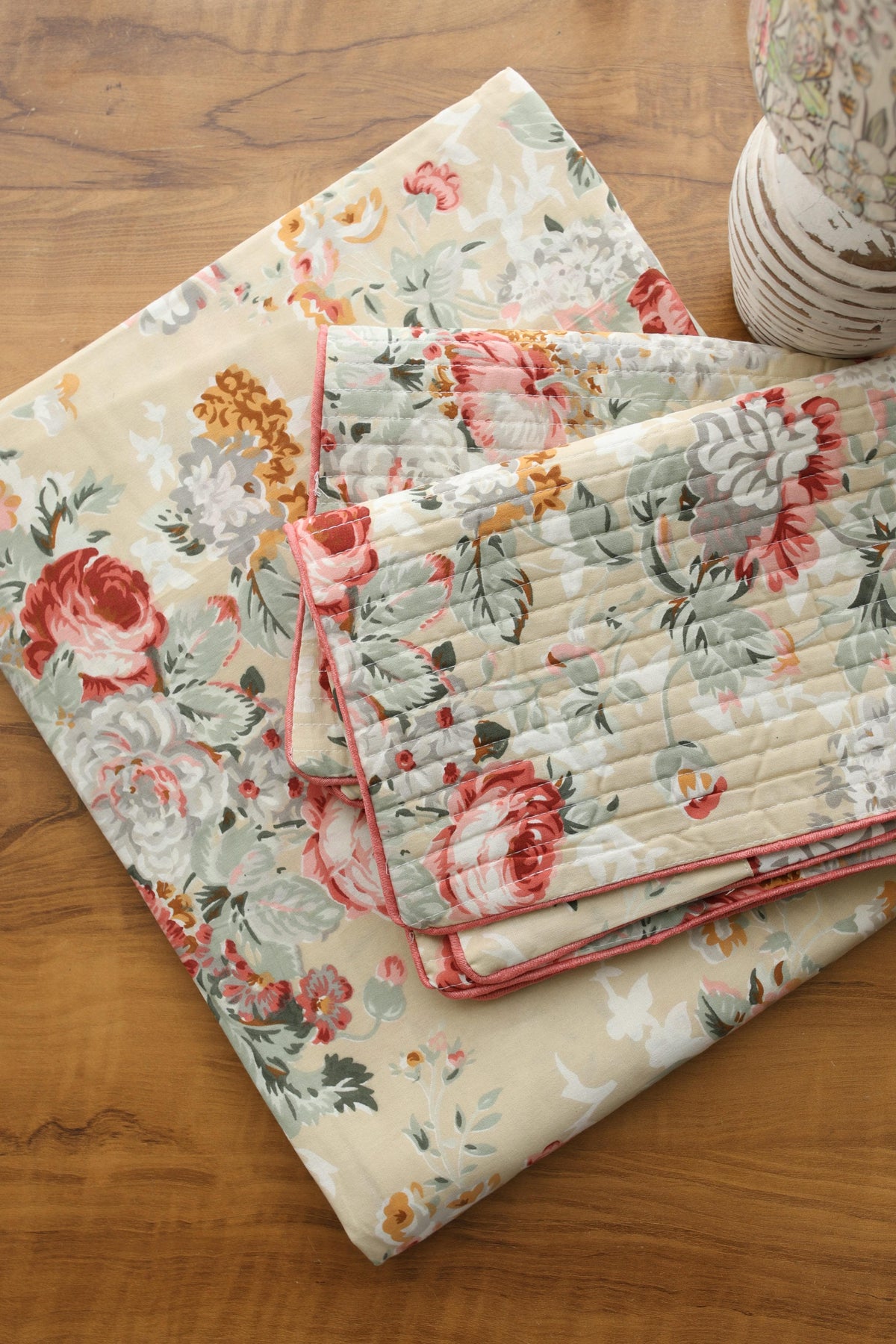 Bedsheets - King anokhi Quilted pillow cover bedsheets pastel exc