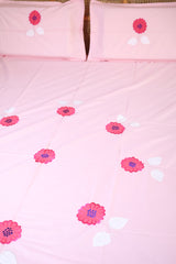 Queen Size Premium Machine Embroidery Bedsheet Set with 2 Pillow Covers (90x100)