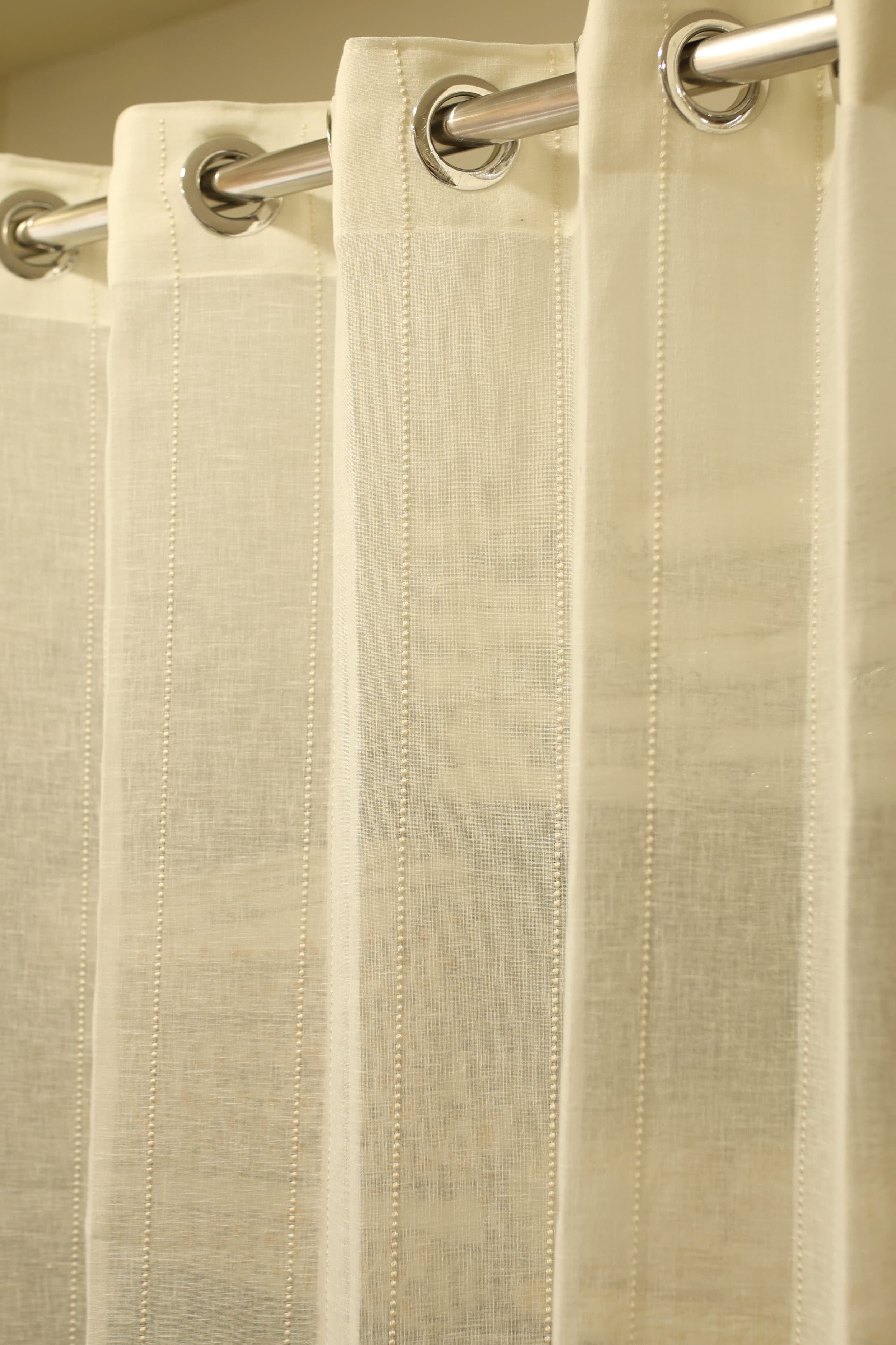 Curtains - Premium embroidery sheer curtains wider width off white shade prebooking