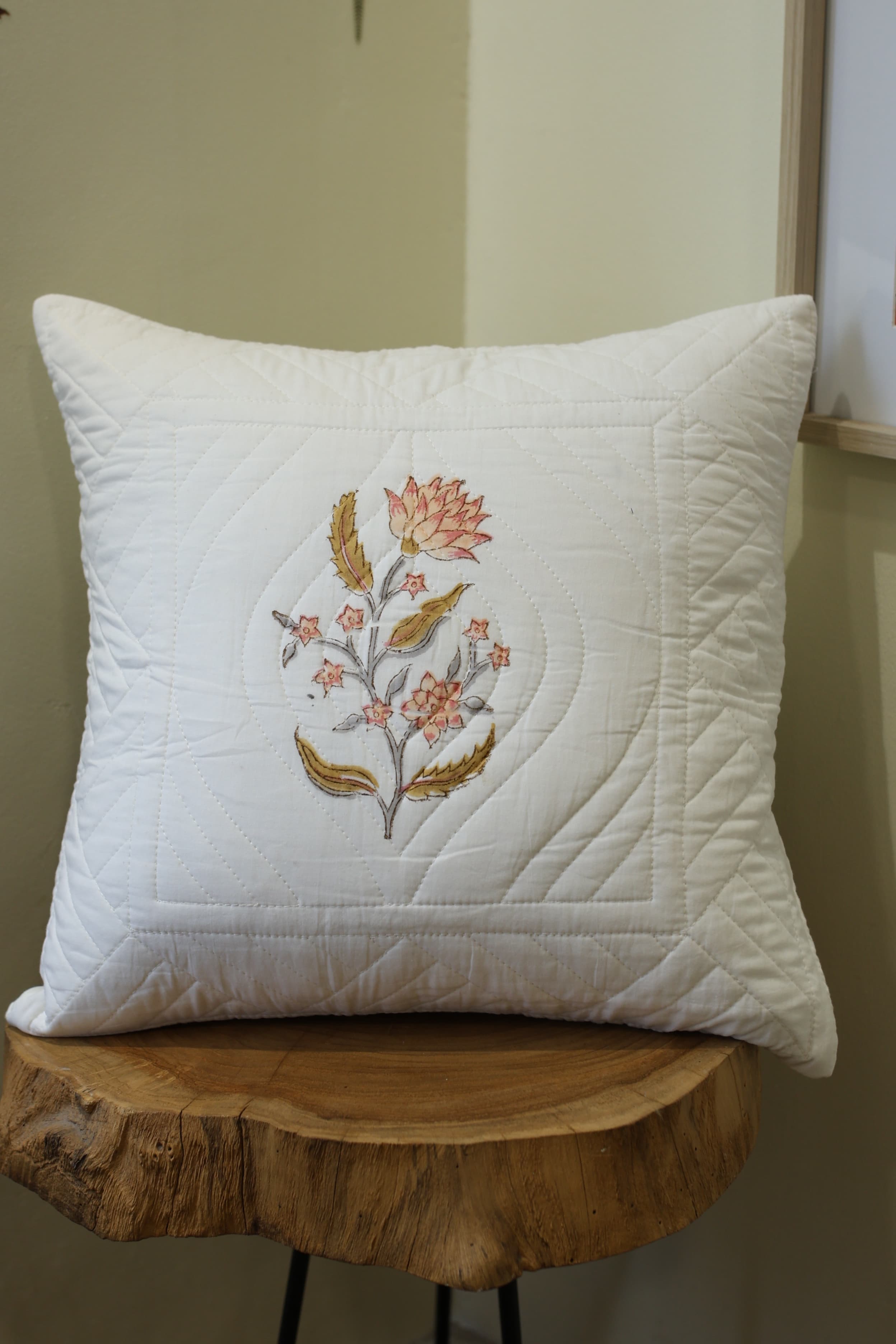 Cushion covers - quilted Handblock print