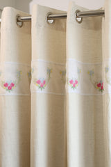 Curtains - Embroidery designer opaque curtains Three roses