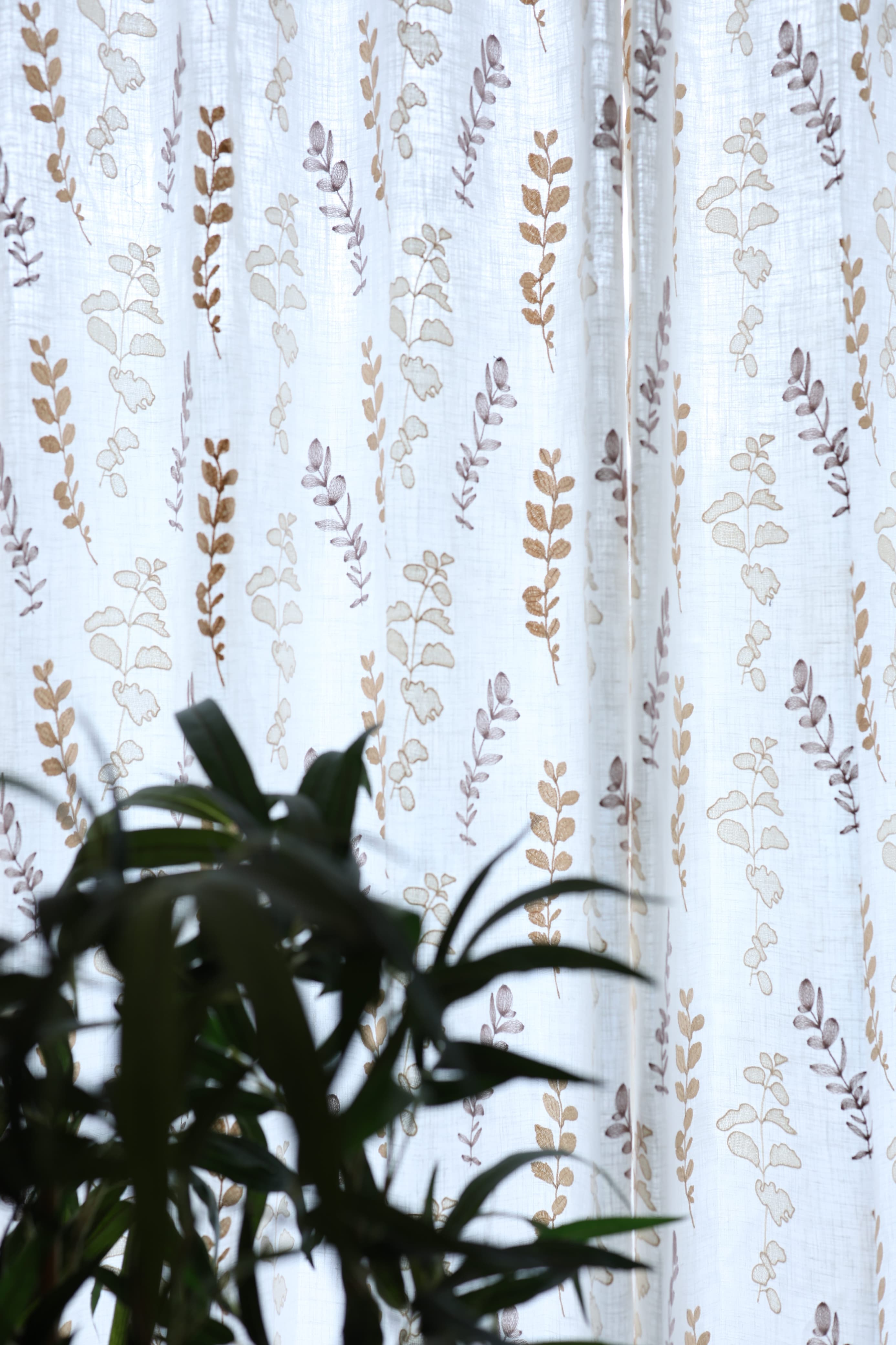 Curtains - Premium Embroidery sheer curtains cotton rainbow olivia semi transparent