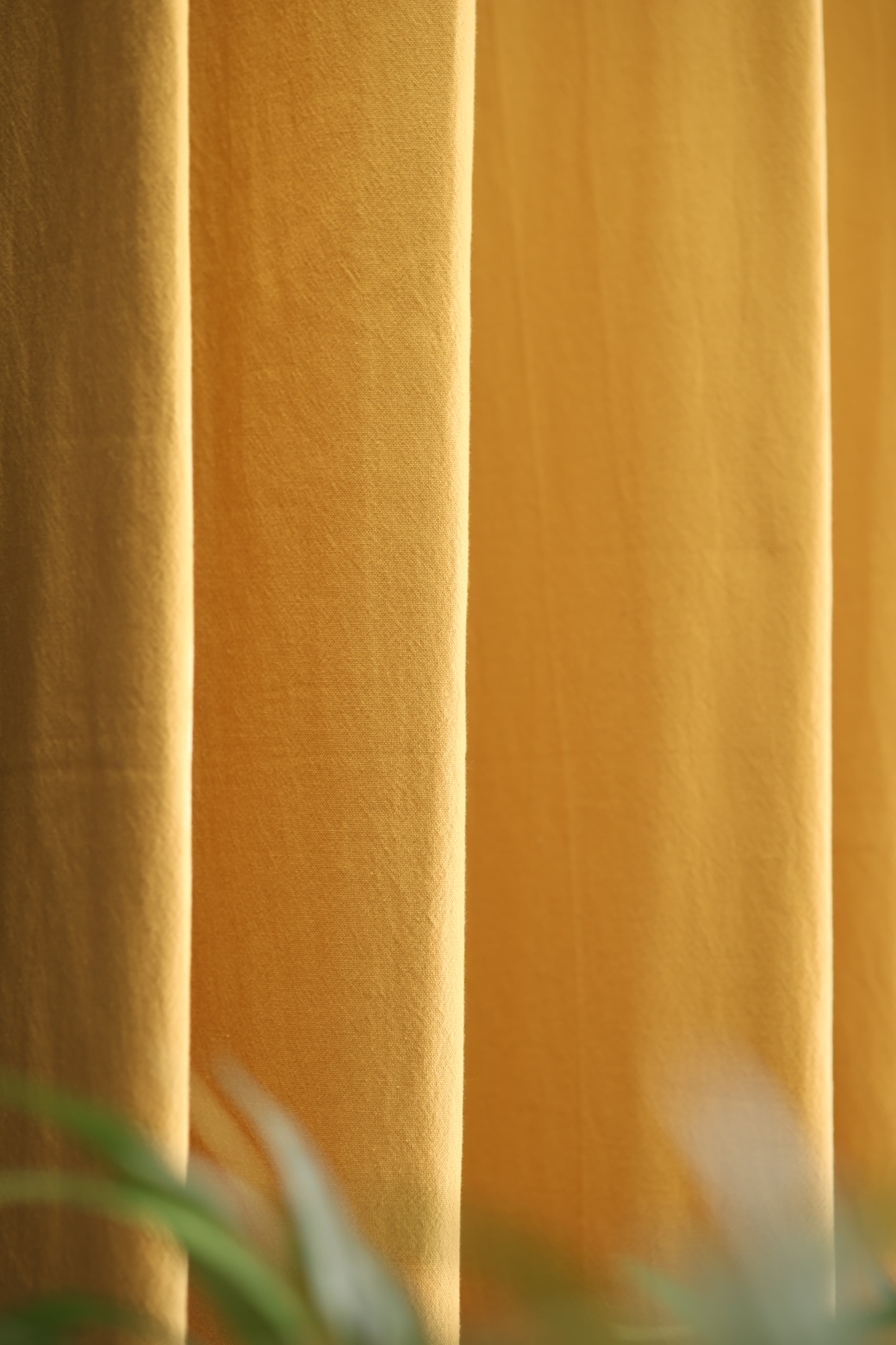 Curtain - Opaque solid plain cotton curtain : Yellow